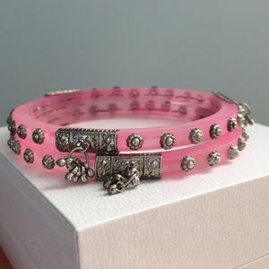 Pink bangle bracelets  w/silver detail